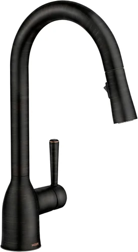 Miniatura 16 de Moen Adler Spot Resist - Grifo de fregadero de cocina de una manija de arco alto de acero inoxidable con rociador desplegable Power Clean, 87233SRS
