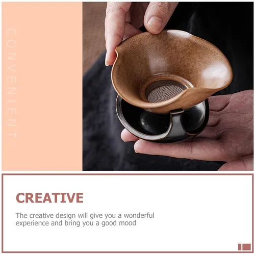 Miniatura 6 de UPKOCH Filtro de té de cerámica Filtro de té de porcelana Infusor de té de hojas sueltas para ceremonia de Gongfu Kungfu con compacto tamaño de 2.34