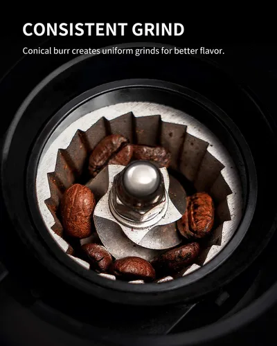 Miniatura 3 de KIDISLE Molinillo de café expreso con rebabas cónicas, molinillo eléctrico de granos de café con 35 ajustes precisos con tecnología antiestática