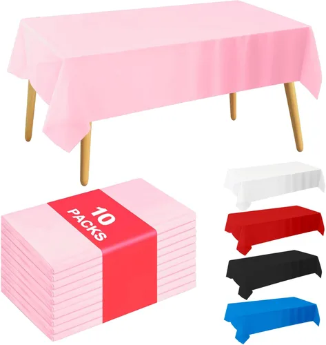 Miniatura 12 de Mantel Desechable 10-Pack 54x108 Pulgadas, Manteles Decorativos Impermeables de Plástico Rectangular para Mesa, para Fiestas de Vacaciones, Bodas