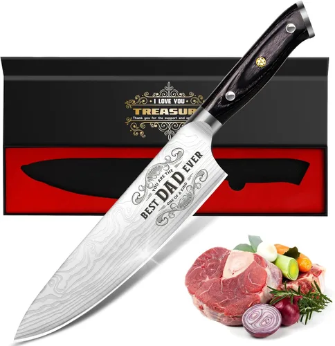 Miniatura 12 de Juego de 4 cuchillos de cocina profesional, juego de cuchillos de chef de acero inoxidable alemán de Damasco con caja de madera, cuchillo de chef