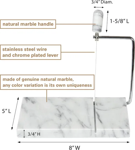 Miniatura 6 de Creative Home Cortador de mantequilla de queso de mármol champán natural, 5 pulgadas de largo x 8 pulgadas de ancho, beige