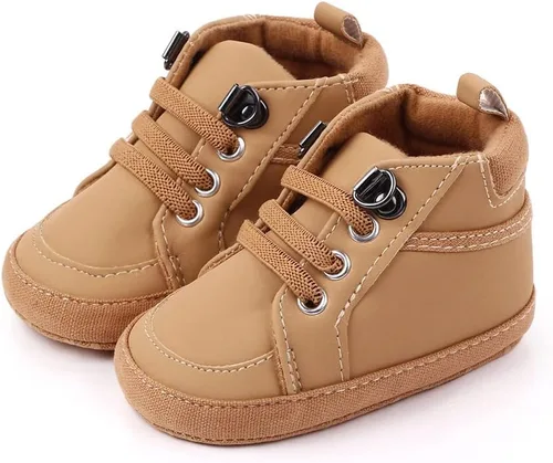 Miniatura 4 de Sekantrol Zapatos de cuna para recién nacidos, para niños y niñas, suela de goma suave, zapatos para bebés, zapatos deportivos de moda de caña alta