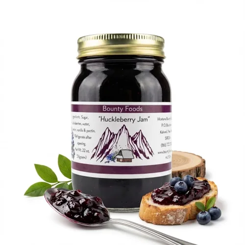 Miniatura 8 de Bounty Foods Huckleberry Jam - Fruta silvestre recogida a mano de 9 onzas cultivada en bayas de Montana – desayuno, postres, coberturas, rellenos