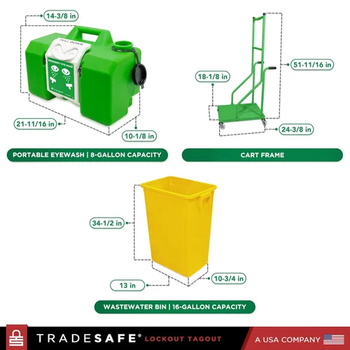 Miniatura 3 de TRADESAFE Estación de lavado de ojos de emergencia: estación portátil de lavado de ojos aprobada por OSHA, primeros auxilios de lavado de ojos de 8