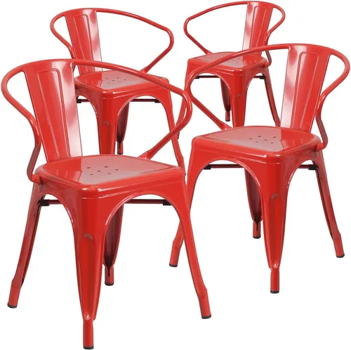 Miniatura 12 de Flash Furniture silla de metal con apoyabrazos, Metal, Negro