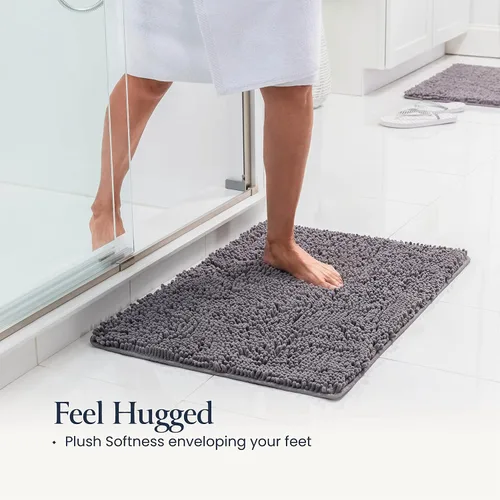 Miniatura 2 de BELADOR Juego de 2 alfombras de baño de felpa de secado rápido, suave felpilla con respaldo de goma, juego de alfombras absorbentes, alfombras