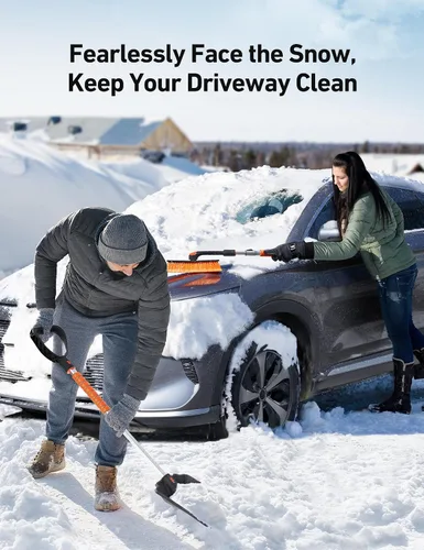 Miniatura 2 de AstroAI Kit de raspador de hielo y pala de nieve de 2 pulgadas, raspadores de hielo de 47.2 pulgadas para parabrisas de automóvil y cepillo de nieve
