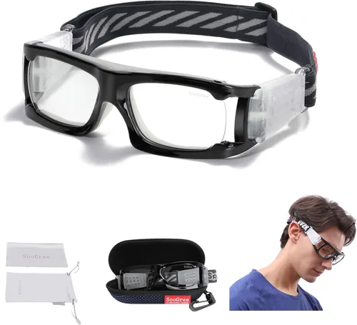 Miniatura 23 de SooGree Sports Glasses - Racquetball Goggles Basketball Football Eye Protective Almohadilla de nariz blanca con marco gris G8042