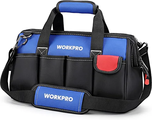 WORKPRO Bolsas de herramientas, Negro/Azul/Rojo, 14 - pulgadas, Bolsa de herramientas