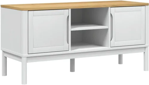 Miniatura 8 de vidaXL Mueble de TV Floro – Mueble de TV de madera de pino macizo gris – 44.9 x 16.9 x 21.7 pulgadas para televisores de 51 a 60.1 pulgadas – Unidad