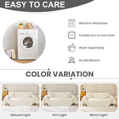 Miniatura 8 de OstepDecor Funda de Sofá de Chenilla, Fundas de Sofá Beige Lavables, Fundas de Sofá Seccional para Sofá en Forma de L, Funda Manta de Sofá, Fundas