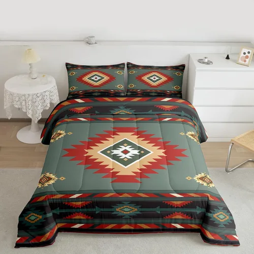 Miniatura 40 de Feelyou Juego de edredón geométrico del suroeste para niños y niñas, edredón nativo del suroeste, tamaño individual, juego de ropa de cama