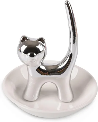 Hairao Soporte para anillos de gato de cola larga, bandeja para joyas, bandeja para anillos, aretes, collar, organizador de dama de honor, regalo de