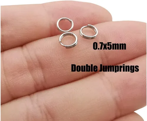 Miniatura 2 de 600 anillos de acero inoxidable para saltar de doble bucle, mini conectores para hacer joyas, collares, pulseras y aretes (0.028 x 0.197 in-12648)