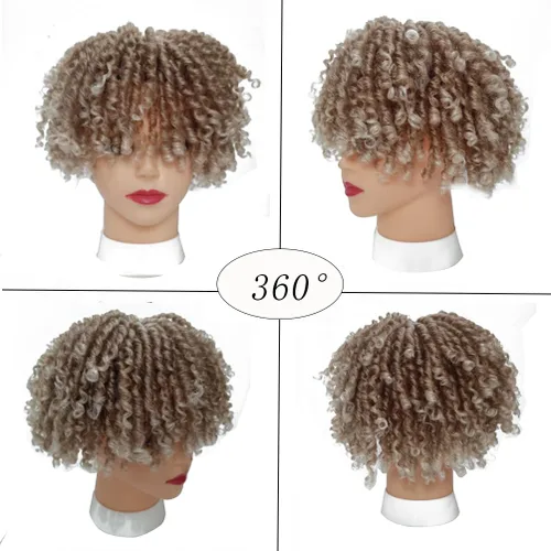 Miniatura 3 de Locs Wiglets - Peluca de cabello con rastas para mujeres/hombres, 6 pulgadas, corto, rubio ceniza ombré, con clip, trenzado, media peluca, peluca