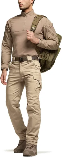 Miniatura 3 de CQR Men's Flex Stretch Tactical Pants, Water Resistant Ripstop Cargo Pants, Lightweight EDC Outdoor Hiking Work Pants