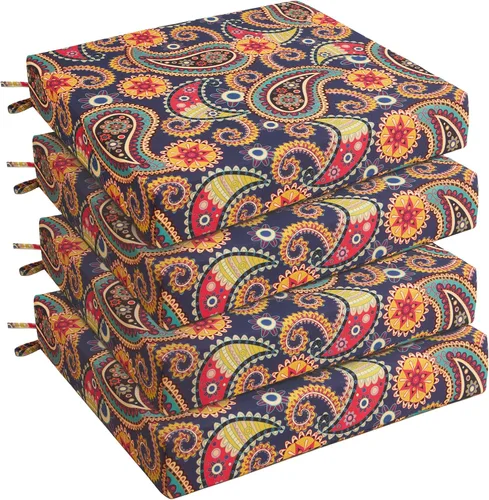 Miniatura 28 de UNIKOME Cojines para sillas de exterior, resistentes al agua, con lazos, relleno de esponja de alta densidad, cojines de asiento cuadrados