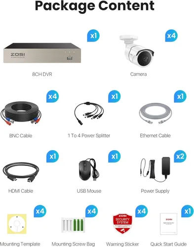 Miniatura 9 de ZOSI Sistema de cámara de seguridad para el hogar 8CH 3K Lite, detección de humanos y vehículos, visión nocturna de 120 pies, 4 cámaras de metal