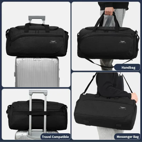 Miniatura 6 de FIORETTO 50L Mens Sports Gym Bag with Wet Pocket & Shoe Compartment,Travel Duffle Bag Overnight Bag with Padded Shoulder Strap, Water-Resistant
