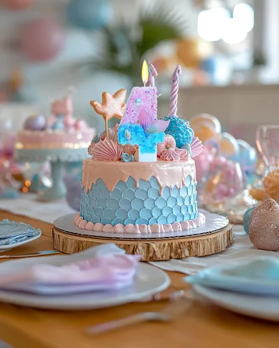 Miniatura 4 de Velas de cumpleaños con temática de sirena, número 4 para niñas, suministros para fiesta de cumpleaños con purpurina, decoración de fiesta