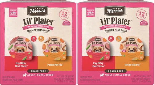 Miniatura 16 de Merrick Lil' Plates - Alimento húmedo sin cereales para perros pequeños, receta Petite Pot Pie, 12 envases de 3.5 onzas