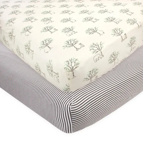 Miniatura 11 de Touched by Nature Sábana de cuna unisex de algodón orgánico para bebés y niños pequeños, a cuadros, gris sólido, talla única
