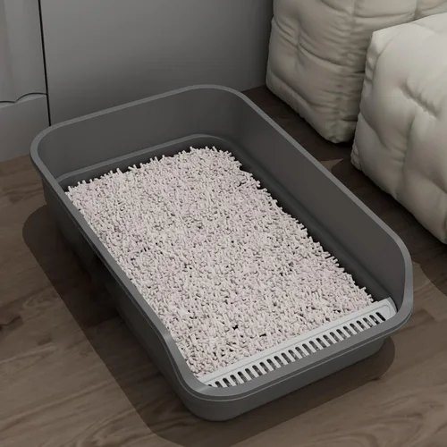 Extea - Caja de arena grande para gatos con lados altos, cajas para gatos de interior, bandeja de arena para gatos para gatitos, caja de arena con