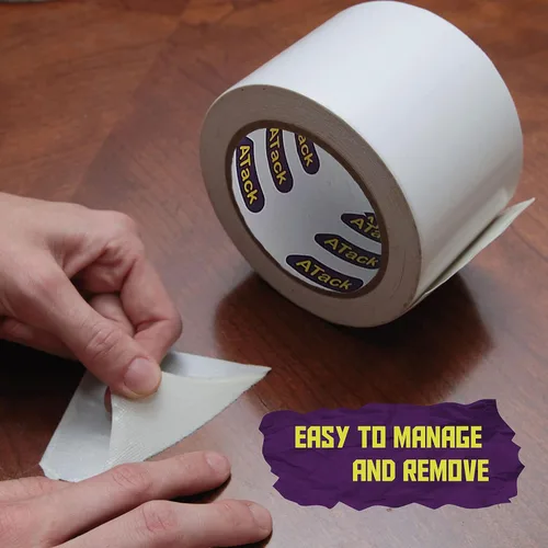 Miniatura 5 de ATack Cinta de doble cara blanca, 2 pulgadas x 10 yardas, cinta de tela de pared autoadhesiva de doble cara resistente para plantillas de madera