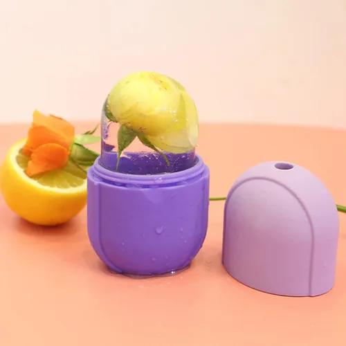 Miniatura 4 de Rodillo de hielo para cara, rodillo facial de hielo de belleza púrpura para el cuidado de la piel de la cara y los ojos, el cuello de la piel
