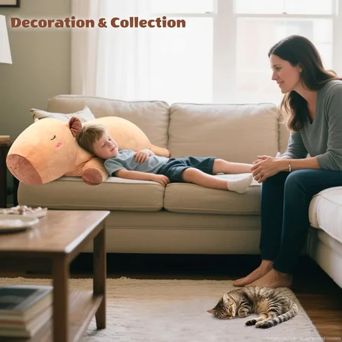 Miniatura 6 de SuzziPals Peluche de Capibara Gigante de 43 pulgadas, Animal de Peluche Gigante Realista para Alivio del Estrés y Compañía, Almohada de Grandes