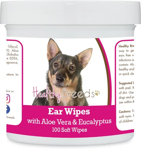 Miniatura 32 de Healthy Breeds Pastor alemán, silla de montar, toallitas de limpieza de oídos con aloe y eucalipto para perros, 100