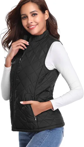 Miniatura 2 de Fuinloth - Chaleco acolchado para mujer, diseño de cuello alto, ligero, con cierre