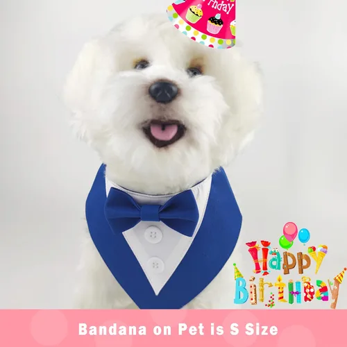 Miniatura 4 de KOOLMOX Disfraz de esmoquin para perro, color azul marino, esmoquin con pajarita para perros medianos y grandes (L, azul)