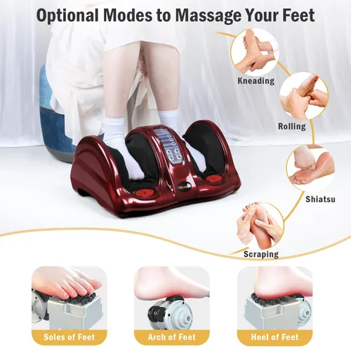 Miniatura 3 de H&B Luxuries Shiatsu - Máquina de masajeador de pies con control remoto, masajeadores de amasado y rodado para el hogar para pies, tobillo
