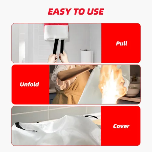 Miniatura 7 de LaSyL Manta de Emergencia para el Hogar, 40" x 40" (Paquete de 6), Manta de Supresión de Incendios Buena para Seguridad del Hogar, Cocina