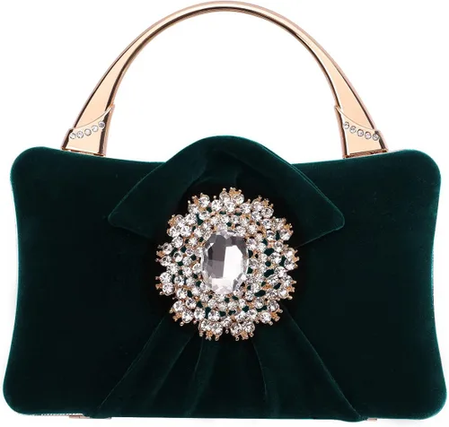 Bolsos de noche de terciopelo para mujeres con cierre de flores de diamantes de imitación adornado con cristal embrague monedero para fiesta boda