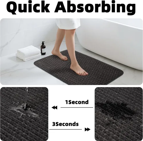 Miniatura 4 de Alfombra de Baño Fina Antideslizante con Respaldo de Goma de Secado Rápido Súper Absorbente Alfombras de Baño que Caben Debajo de la Puerta