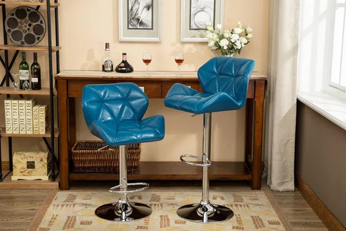 Miniatura 13 de Roundhill Furniture PC190BK Glasgow taburetes de bar con altura ajustable, Metal, Negro