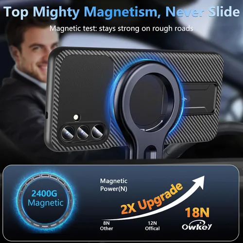 Miniatura 5 de Funda OWKEY Samsung Galaxy A13 5G, Funda Magnética para Teléfono con Soporte y Protector de Pantalla, Funda Protectora Antihuellas y a Prueba de A13