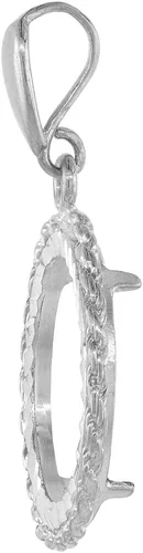 Miniatura 3 de Bisel de plata de ley de 0.709 in con borde de cuerda, moneda de 10 centavos no incluida, Plata esterlina, No es una piedra preciosa
