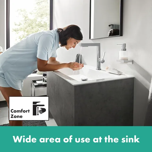 Miniatura 3 de hansgrohe Finoris 76063821 - Grifo moderno para lavabo de baño de 1 manija y 1 orificio de 10 pulgadas de alto, níquel cepillado, 76063821 cepillado