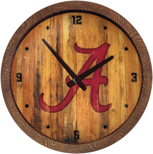 Miniatura 157 de The Fan-Brand NCAA Oklahoma Sooners: Reloj de pared con parte superior de barril de imitación para decoración de bar, decoración de fiesta