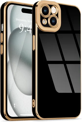 Miniatura 67 de Lafunda Diseñada para iPhone 13 Pro, fundas lujosas con chapado lindo para mujeres y niñas, elegante borde dorado, a prueba de golpes, TPU con funda