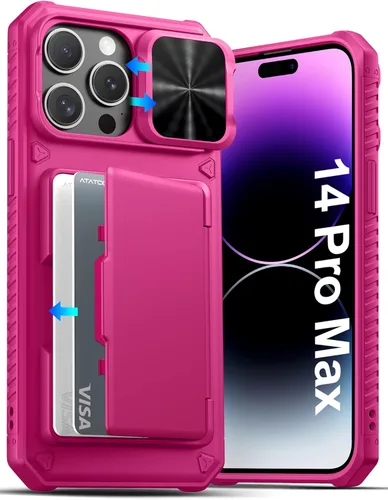Miniatura 53 de ATATOO Funda para iPhone 17, tarjetero integrado (almacena 3-5 tarjetas) y funda para cámara deslizante y bloqueo RFID, protección de grado militar