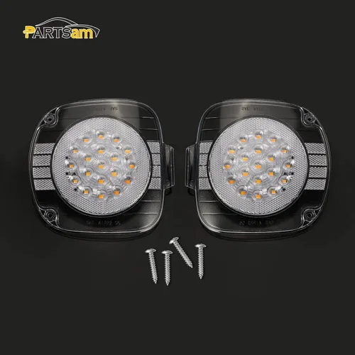 Miniatura 6 de Partsam Par de 19 luces LED ámbar de señal de giro delanteras, lámparas de esquina con lente transparente de repuesto para Freightliner Century