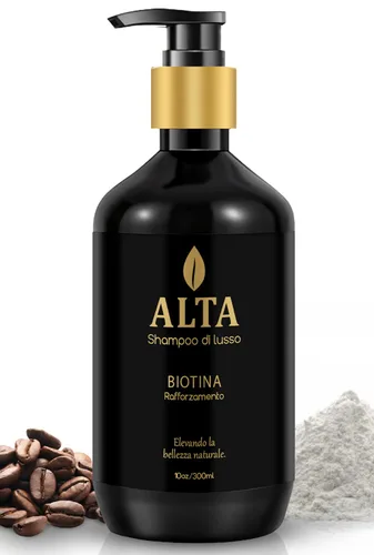 All Goods Alta Strengthening Biotin + Caffeine Shampoo 10oz – DHT Blocker Formula para la pérdida y adelgazamiento del cabello – Champú espesante,