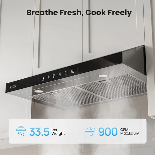 Miniatura 3 de VIKIO HOME Campana extractora para debajo del gabinete de 30 pulgadas, motor centrífugo dual de 900 CFM, ventilación de cocina con conductos de 3