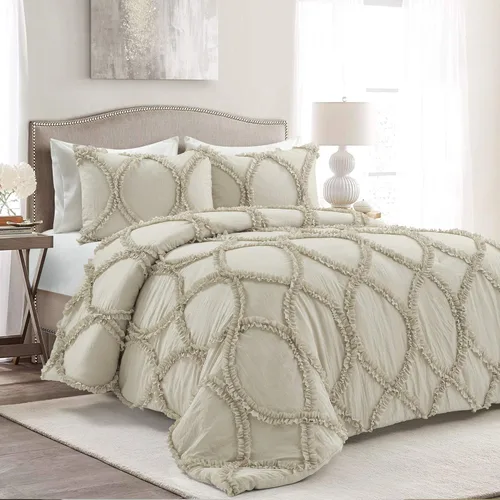 Miniatura 9 de Lush Décor - Juego de Cubrecama con falda de volantes para cama sencilla, estilo Shabby Chic, juego de 2 piezas, Poliéster, Blanco, King