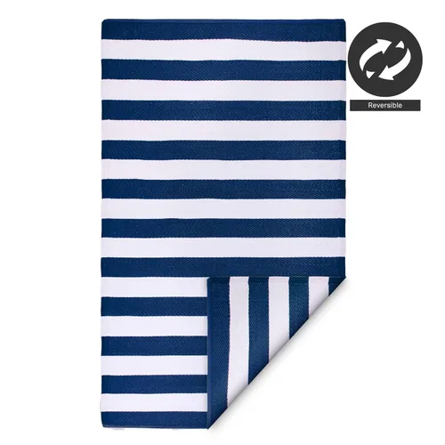 Miniatura 4 de FH Home - Alfombra para exteriores de camping, impermeable, resistente a la decoloración, reversible, plástico reciclado de alta calidad, a rayas